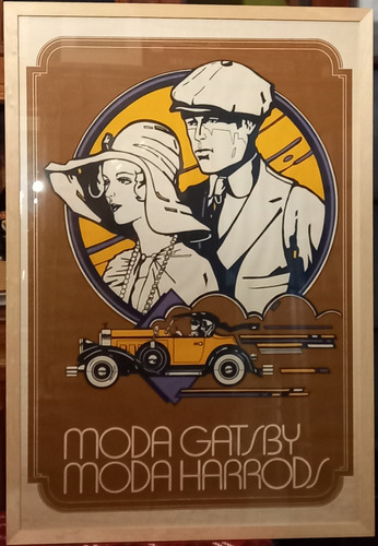 Antigua Serigrafia 1920/30 Moda Gatsby Moda Harrods Tienda