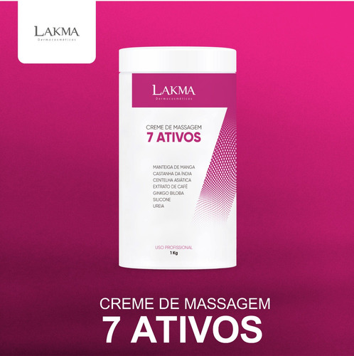 Creme De Massagem 7 Ativos Drenagem Linfática 1 Kg - Lakma