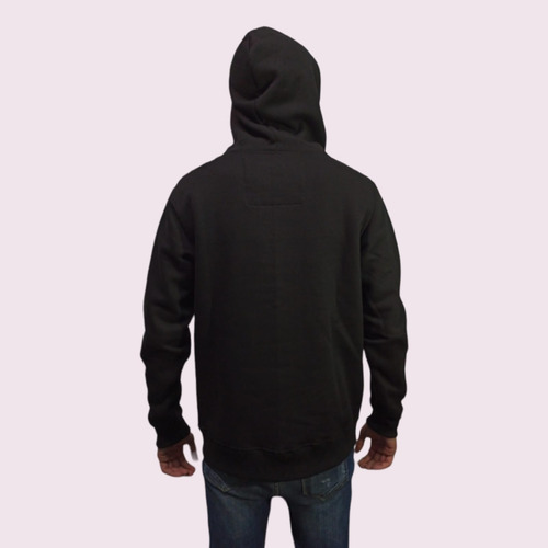 Imagen 2 de 7 de Buzo Canguro Capucha Negro De Frisa Hoddie No Name