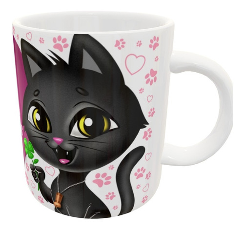 Caneca Fofa Gatinho Preto - Para Mães E Pais De Gatos