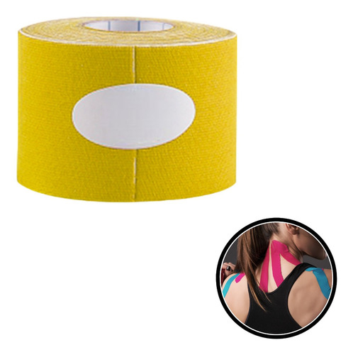 Bandagem Elástica Fita Adesiva Tape Fisioterapia Muscular 5m Cor Amarelo