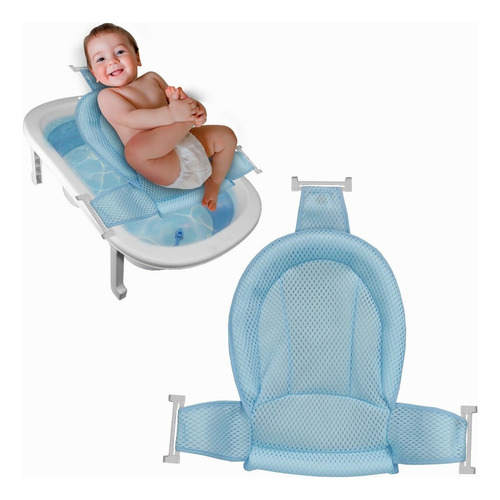Soporte De Tina Baño Para Bebés Antideslizante Ajustable. Color Azul