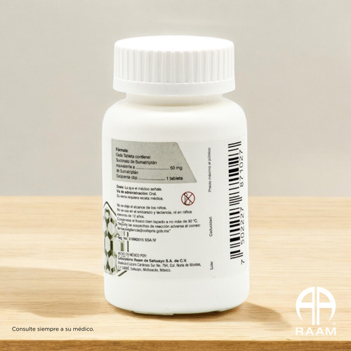 Sumatriptán 50 Mg Fermig Pack Con 40 Tabletas Raam