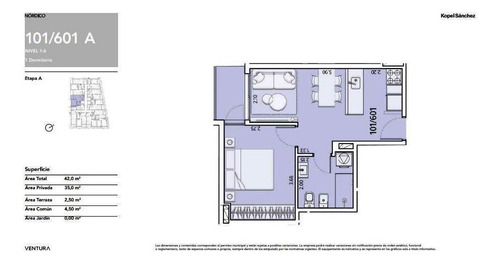 Imagen 8 de 14 de Apto 1 Dormitorio, 1 Baño, Cocina Integrada, Terraza.