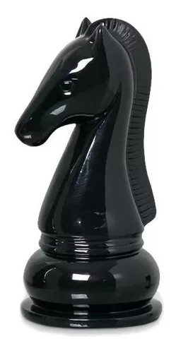 Peça de Xadrez Decorativa Cavalo Preto 26cm