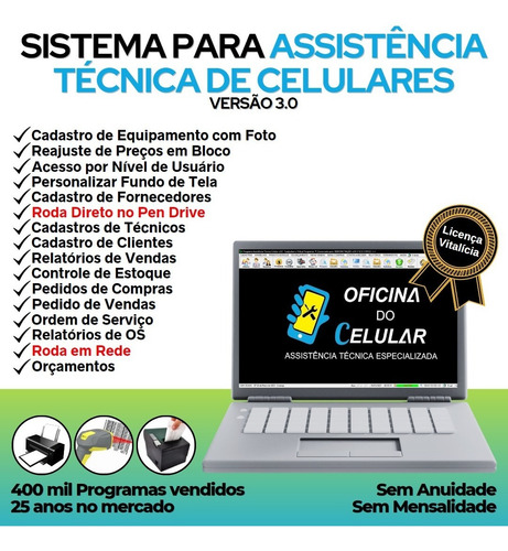 Sistema Ordem De Serviço Celular + Cadastros + Clientes V3.0