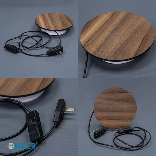 Pack X 2 Velador Habitacion Aplique Pared Led 6w Madera Estructura Nogal