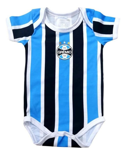 Body Bebê Grêmio Campo Listrado Manga Curta Oficial