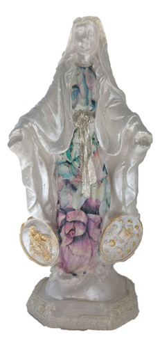 Virgen De La Medalla Milagrosa - Hecha En Yeso - 22 Cm Alto