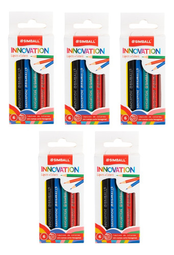 5 Cajas De Lapices Cortos Simball Innovation X 6 Colores