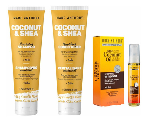 3pack - Hydrating Coconut Oil & Shea Butter Shampoo, Acondicionador Y Tratamiento Por Marc Anthony True Professional