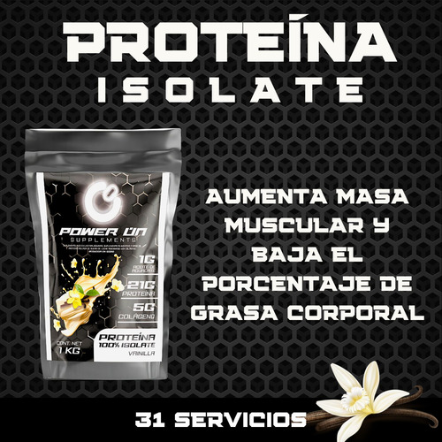 Proteína Whey Isolate Hidrolizada Power On Con Colágeno 1kg
