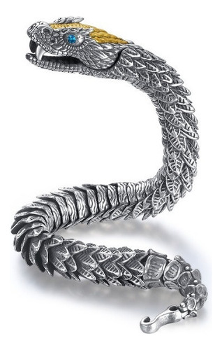 Pulsera De Serpiente Real Hecha A Mano De Plata 925 Con Pers