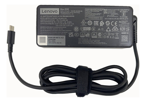 Cargador Lenovo 20v 3.25a 65w Punta Tipo C Original Sellado 