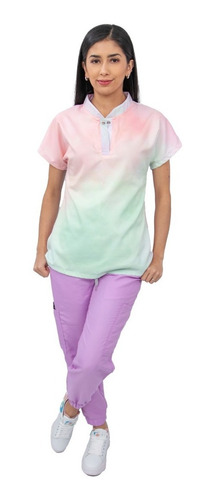 Pijama Quirúrgica Dama Jogger Antifluido Scrubs Cupatitzio Acuarela Lila Liso Xs