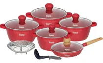 Comprar Juego De Ollas Antiadherentes Smart 12 Piezas Color Rojo