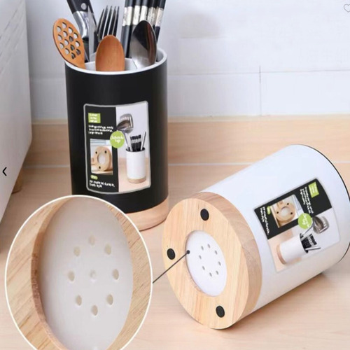 Imagen 5 de 8 de Escurridor Cubiertos Porta Cubiertos Plastico Y Madera