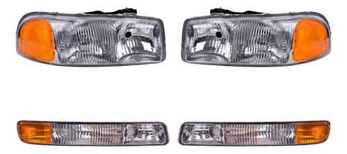 Kit 2 Faros Y 2 Cuartos Para Gmc Sierra 1999-2006 Depo