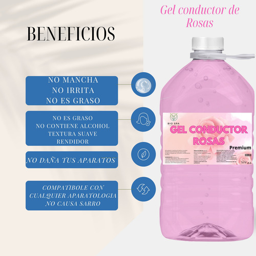 Gel Conductor Rosas 5 Lts Premium Para Aparatologia