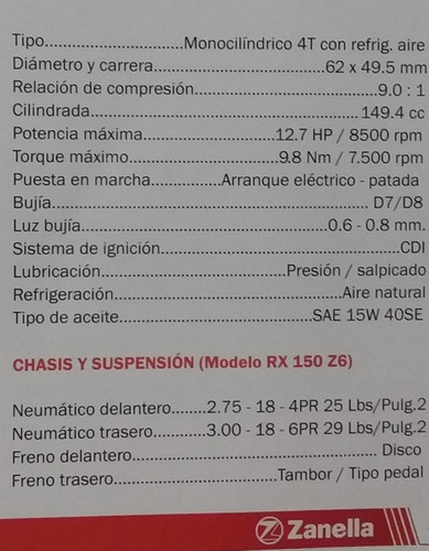 Imagen 10 de 11 de Zanella Z7 Rx 150 Full