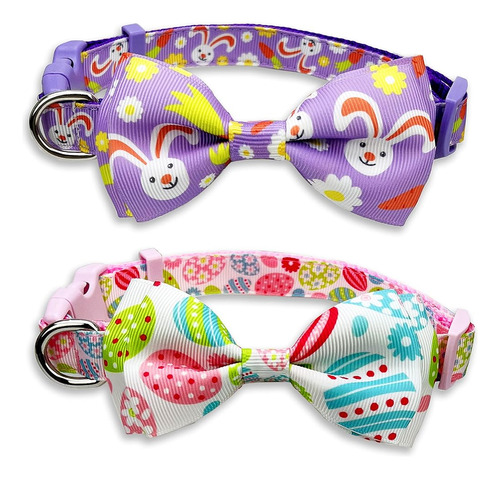 Collar De Perro De Pascua Con Pajarita, Paquete De 2 Huevos 