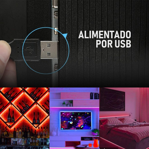 Imagen 3 de 7 de Tira De Luces Led De 2 Metros Usb Control Por Bluetooth