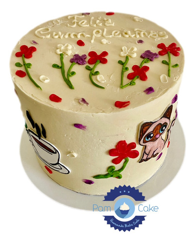 Torta Artesanal Buttercream Crema Flores Floreada