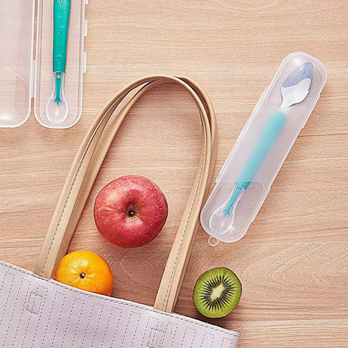 Cuchara Bebé Silicona Para Alimentos De Doble Cabeza Chufi Celeste