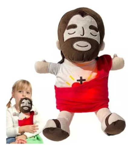 2 Piezas De Peluche Navideño De Jesús Que Respira Con Luces