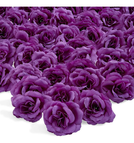 50 Rosa Artificial Color Morado Oscuro Para Decoracion San