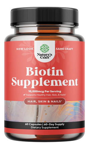 Nature's Craft Biotina 10,000 Mcg 60 Capsulas Sabor Sin Sabor