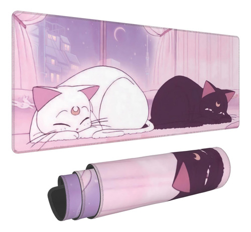 Cojín De Escritorio Cravateslim Rosa Anime White Cat Black C