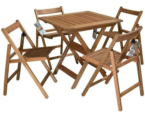 Imagen 8 de 8 de Mesa Madera Eucalipto Exterior Jardin Plegable 75cm Arandu