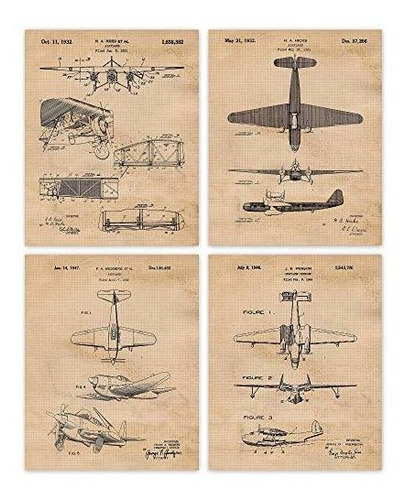 Impresiones De Póster De Patente De Avión Vintage, Juego D