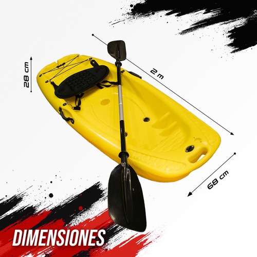 PSK Kayak Infantil 2m Con Remo Y Asiento Color Amarillo