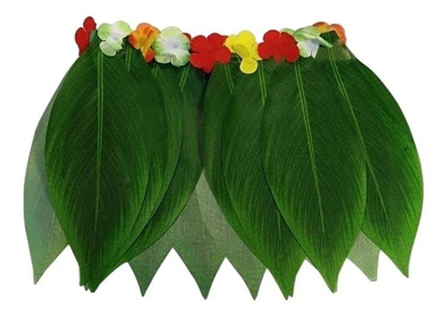 Pollera Hawaiana De Hula Con Hojas Y Flores