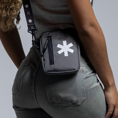 Bolsa Pochet Necessaire Shoulderbag Maktub Flow Troca Alças Cor Cinza Desenho Do Tecido Liso