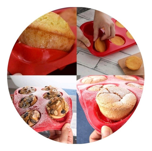 Imagem 5 de 6 de Forma De Silicone Cupcake 6 Cavidades Petit Gateau Bolinho