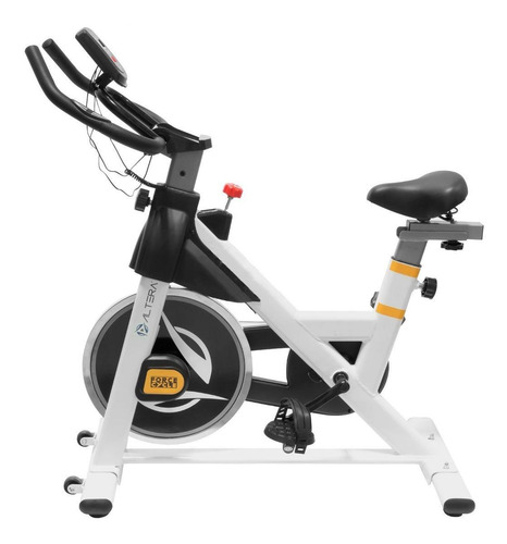Imagen 2 de 2 de Bicicleta fija Altera Spal ALT550-6 para spinning blanca y amarilla