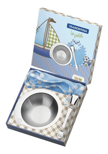 Juego Para Bebes Plato Babero Tramontina 3 Piezas