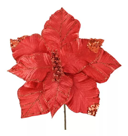 Flor Nochebuena Artificial Decoración Navidad Pack 3 Pz