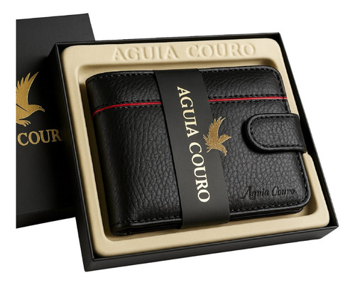 Carteira Masculina Couro Legítimo Premium Extra Macio Ref957 Cor Preto