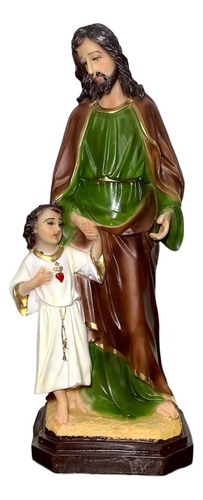 San José Con Niño Jesús, 50cm, Resina Con Ojo De Cristal 