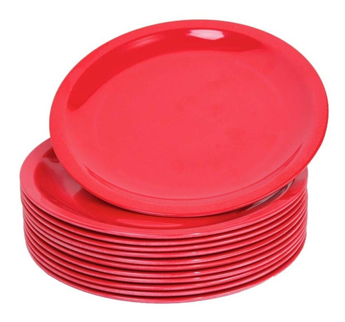 24 Platos Panero De Melamina 16 Cm 6.5 Pulgadas Vencort Color Rojo