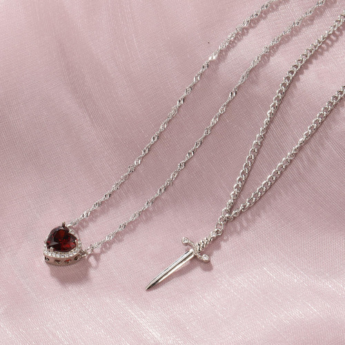 Collares De Amistad Espada Y Corazón Para Mujer San Valentín