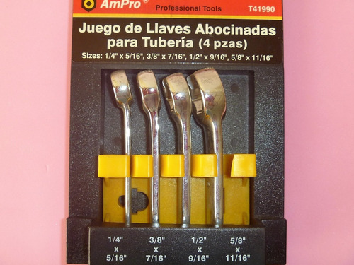 Juego Llaves Abocinadas (pulgadas) Ampro, Kit, Tuberia 4pzas