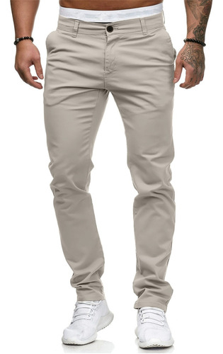 Pantalones De Moda Para Hombres De Color Puro Casual 