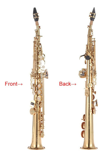 Saxofone Sax Sib Soprano Reto Laqueado Dourado + Case Luxo