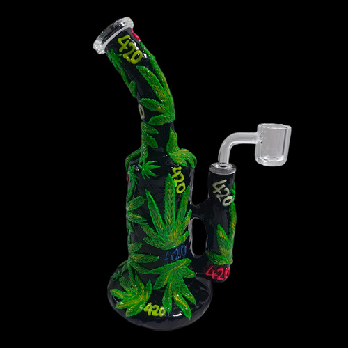 Bong De Vidrio - Dab Rig Vidrio 3d Glow In Dark 420 - 30 Cm.
