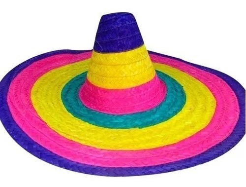 Sombrero Mexicano Chico Rafia Paja Multicolor Cotillon